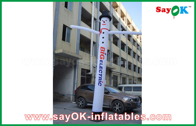Blow Up Air Dancers White Inflatable Air Dancer With Log Print 4m/5M/6m High With Light For Advertising