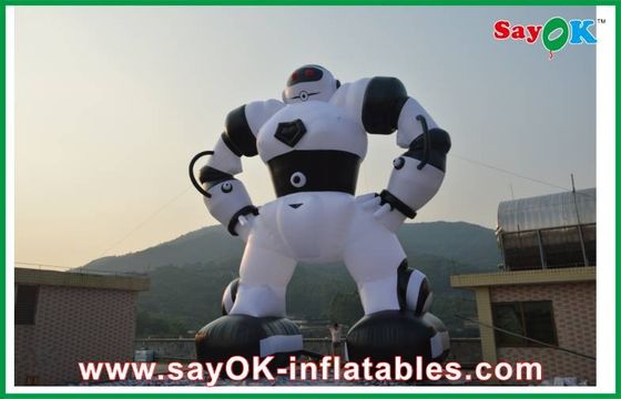 Personaggi di cartoni animati gonfiabili bianco / nero, robot gonfiabile Oxford Cloth