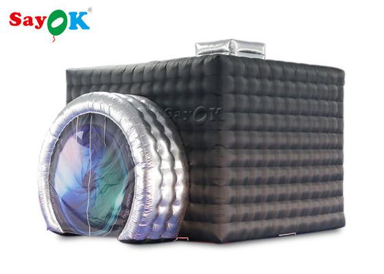 Tenda fotografica gonfiabile in colore nero + argento con LED per le feste