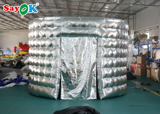 La cabina di evento visualizza esterno argenta/cabina gonfiabile ovale nera dell'immagine con il ventilatore 3.3*2.5*2.4m