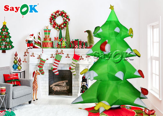 Nuovo design verde gigante gonfiabile albero di Natale con ornamenti palle e stelle